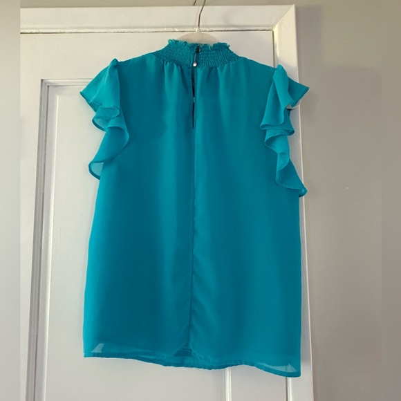 1. State Sheer Mock Neck Flutter Sleeve Top - Picture 7 of 7